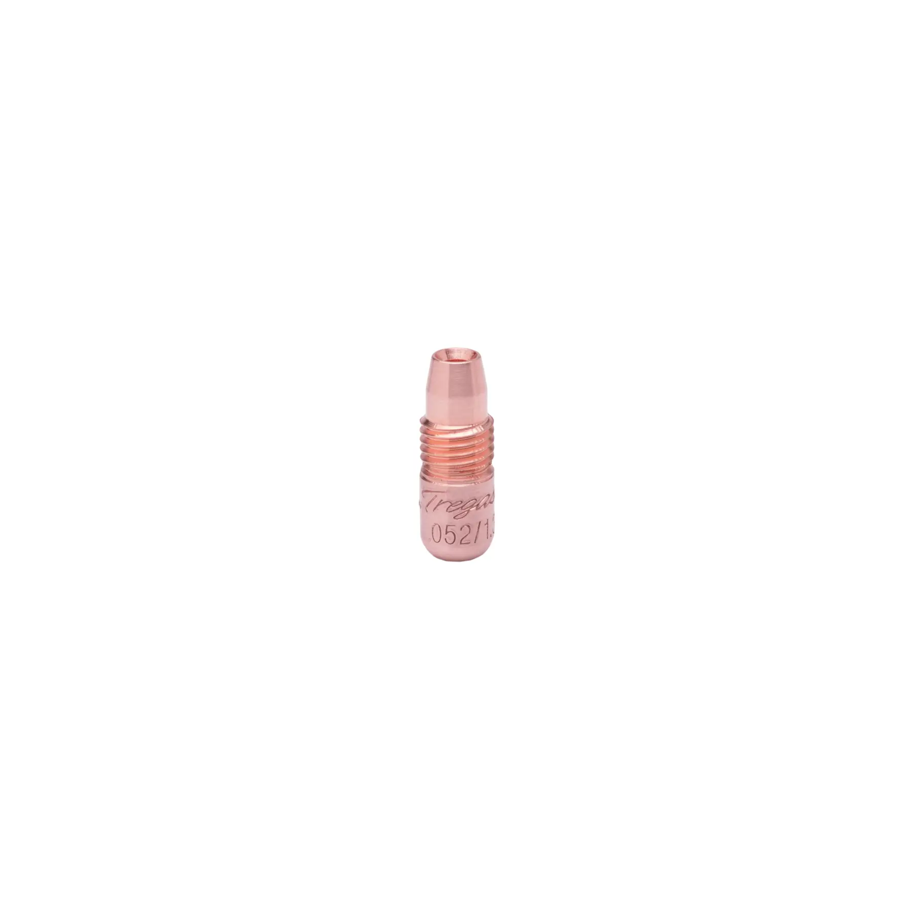 Small copper cylinder with external threads and a small inner diameter.